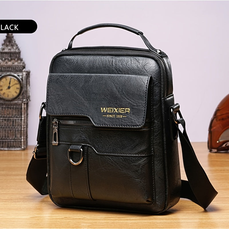 "Elegante en functionele Jannes leren crossbody tas voor heren, zwart, donkerbruin en lichtbruin, stijlvol en duurzaam."