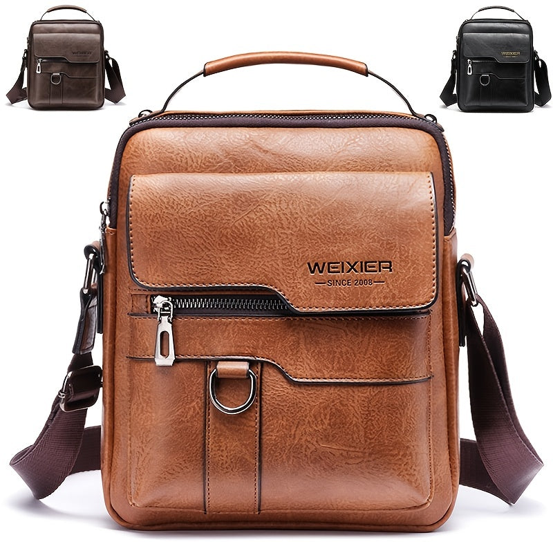"Elegante en functionele Jannes leren crossbody tas voor heren, zwart, donkerbruin en lichtbruin, stijlvol en duurzaam."