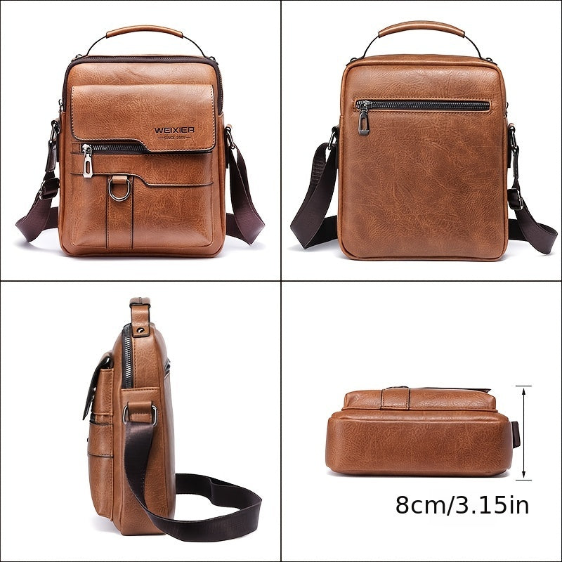"Elegante en functionele Jannes leren crossbody tas voor heren, zwart, donkerbruin en lichtbruin, stijlvol en duurzaam."