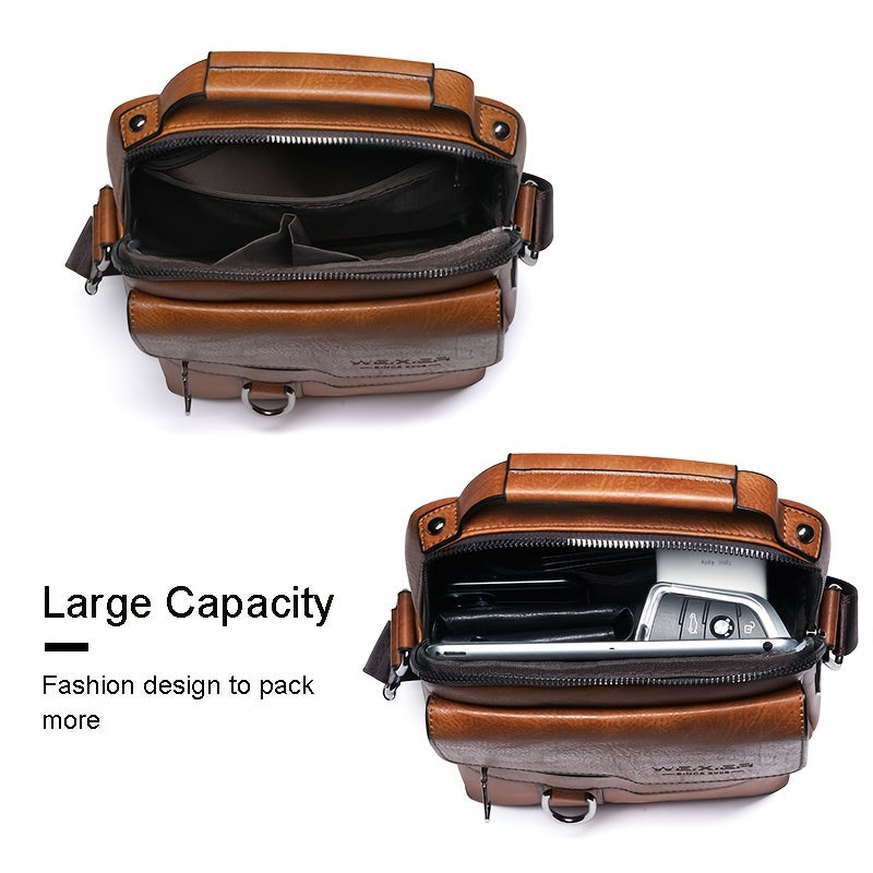 "Elegante en functionele Jannes leren crossbody tas voor heren, zwart, donkerbruin en lichtbruin, stijlvol en duurzaam."