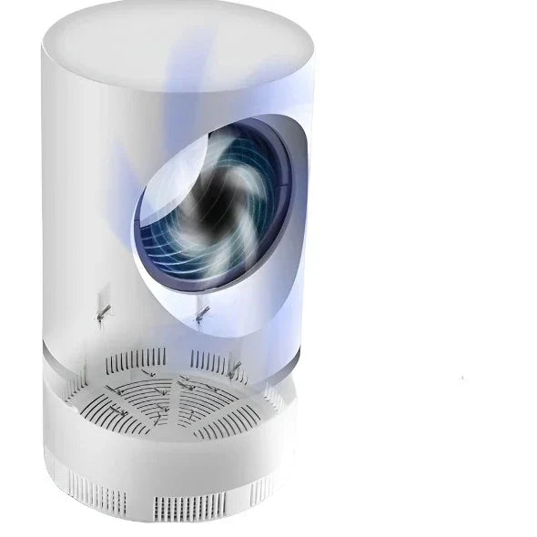 "Elegante en moderne elektrische muggenlamp met violet licht en zuigventilator voor muggenvrije nachten in huis."