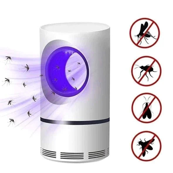 "Elegante en moderne elektrische muggenlamp met violet licht en zuigventilator voor muggenvrije nachten in huis."