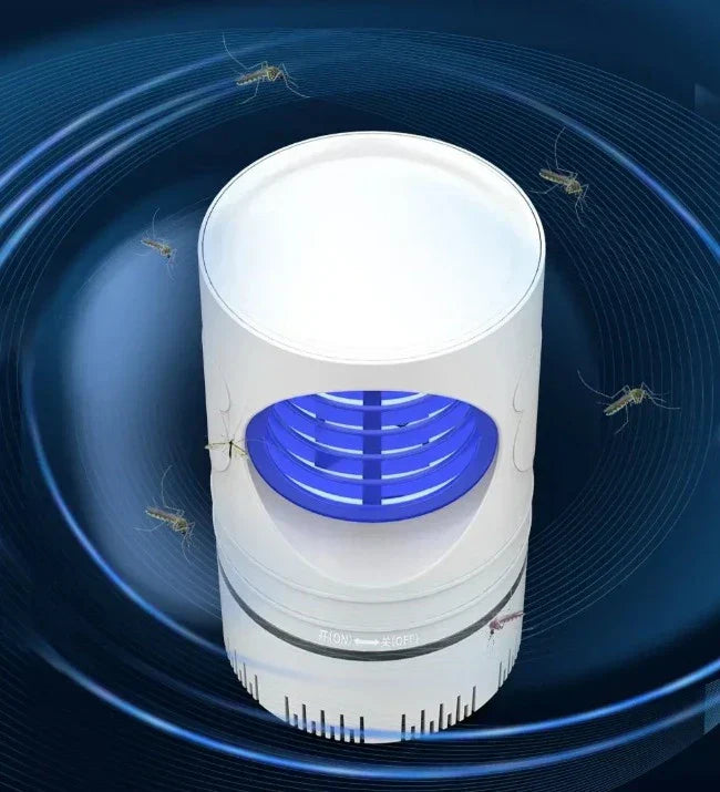 "Elegante en moderne elektrische muggenlamp met violet licht en zuigventilator voor muggenvrije nachten in huis."