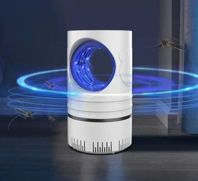 "Elegante en moderne elektrische muggenlamp met violet licht en zuigventilator voor muggenvrije nachten in huis."
