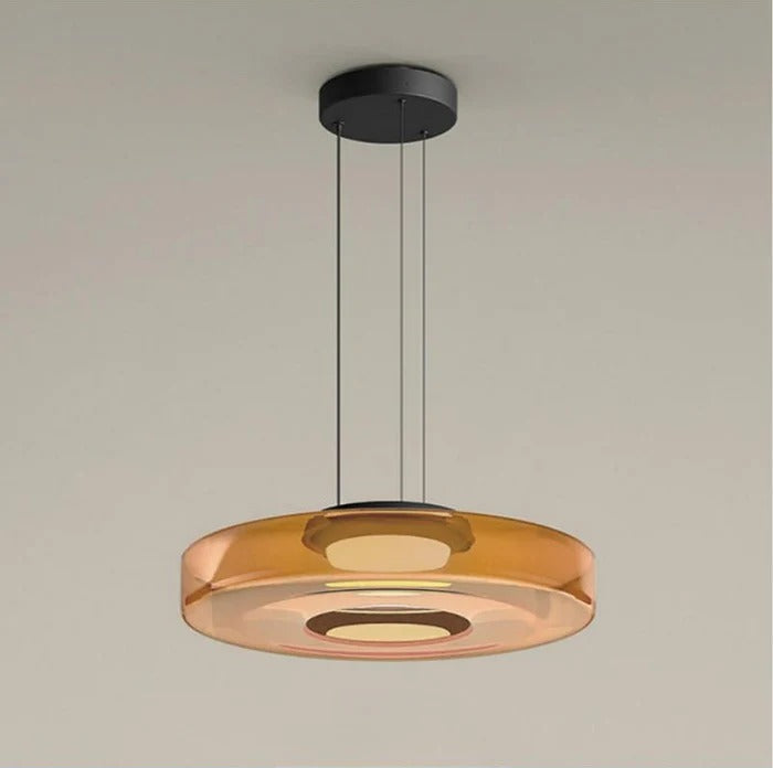 "Elegante glaspendellamp in Bauhaus-stijl, verstelbare LED-hanglamp, warm wit licht, modern design voor binnenshuis."