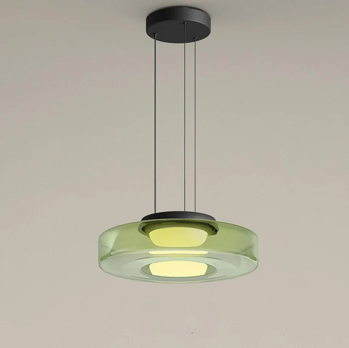 "Elegante glaspendellamp in Bauhaus-stijl, verstelbare LED-hanglamp, warm wit licht, modern design voor binnenshuis."