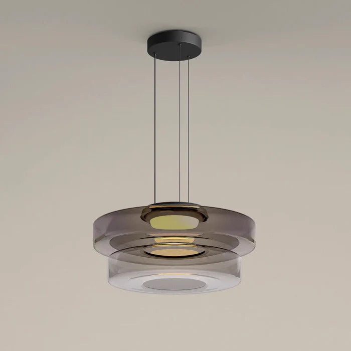 "Elegante glaspendellamp in Bauhaus-stijl, verstelbare LED-hanglamp, warm wit licht, modern design voor binnenshuis."