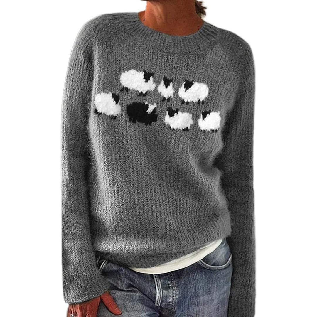 "Elegante groene wollen trui voor dames met klassieke snit, zacht en comfortabel voor koude dagen, perfect te combineren."