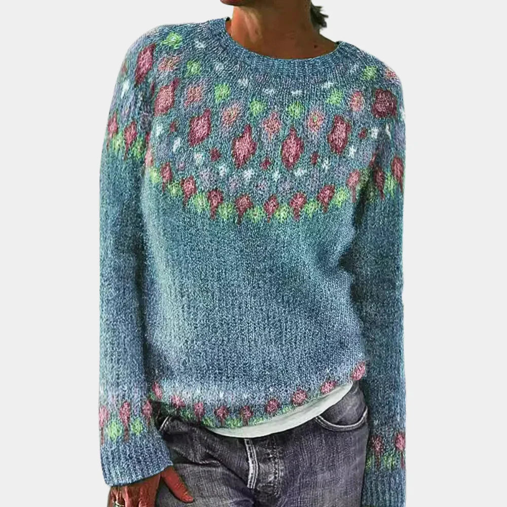 "Elegante groene wollen trui voor dames met klassieke snit, zacht en comfortabel voor koude dagen, perfect te combineren."