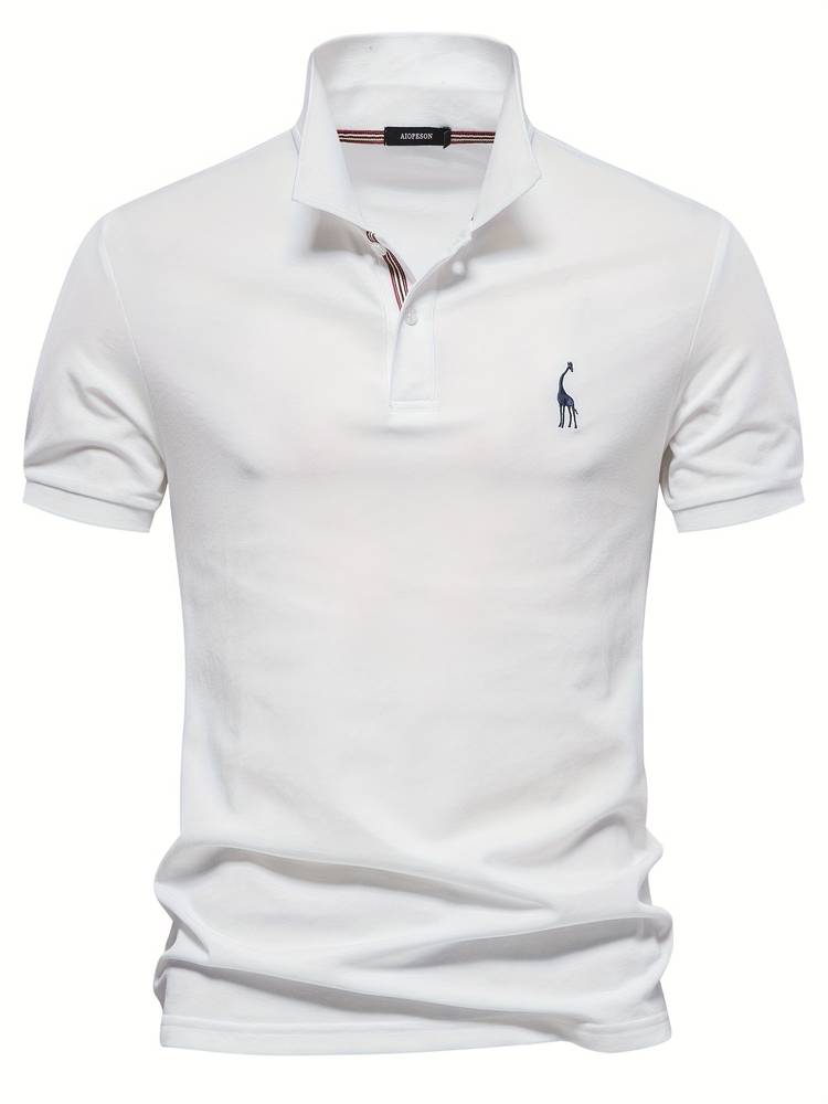 "Elegante heren polo in beige, blauw en bordeaux rood met hoogwaardige afwerking, perfecte balans tussen stijl en comfort."