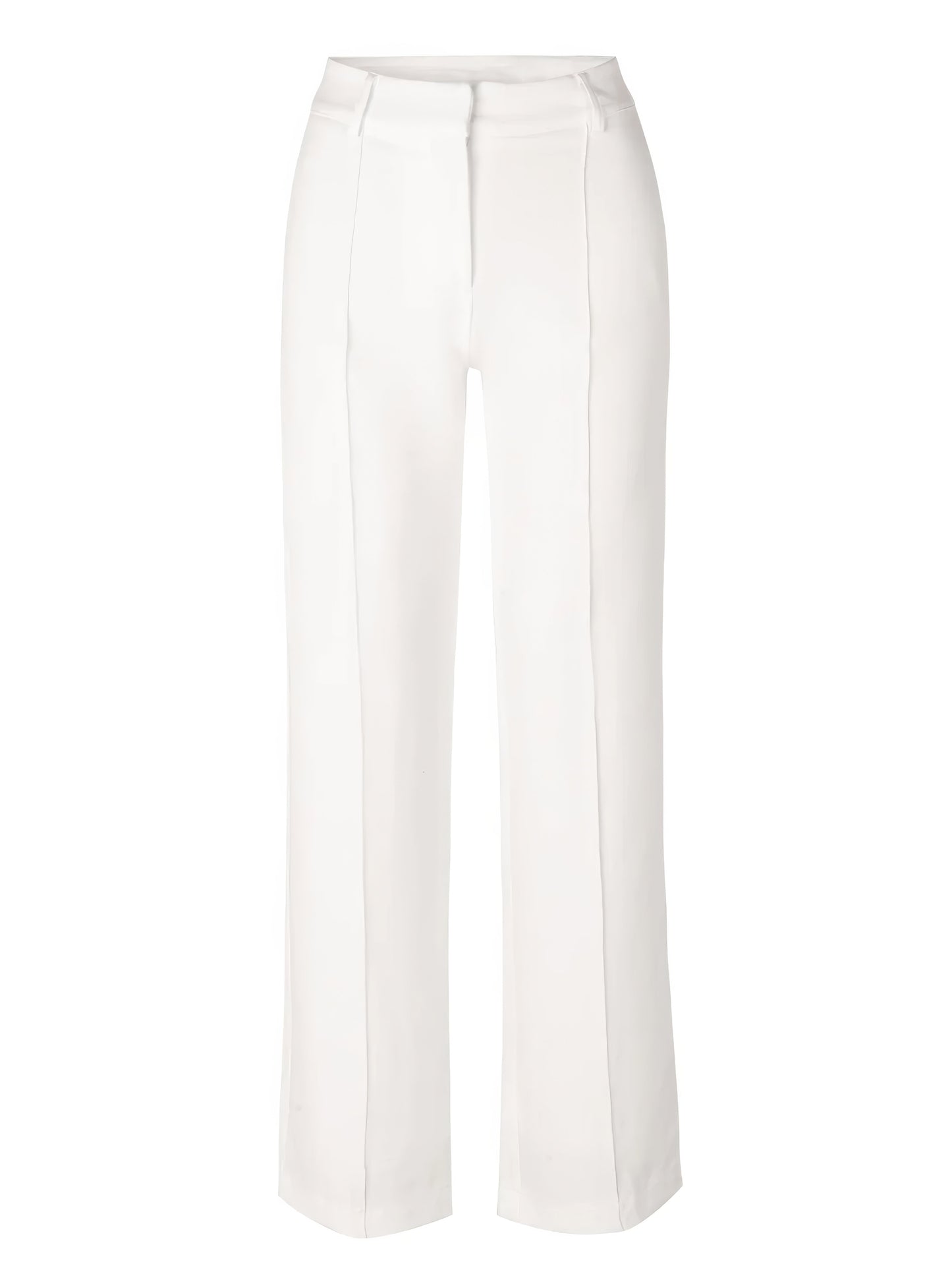Elegante high-waist pantalon dames met rechte pijpen, zachte stretchstof, blinde ritssluiting; modieus en comfortabel.