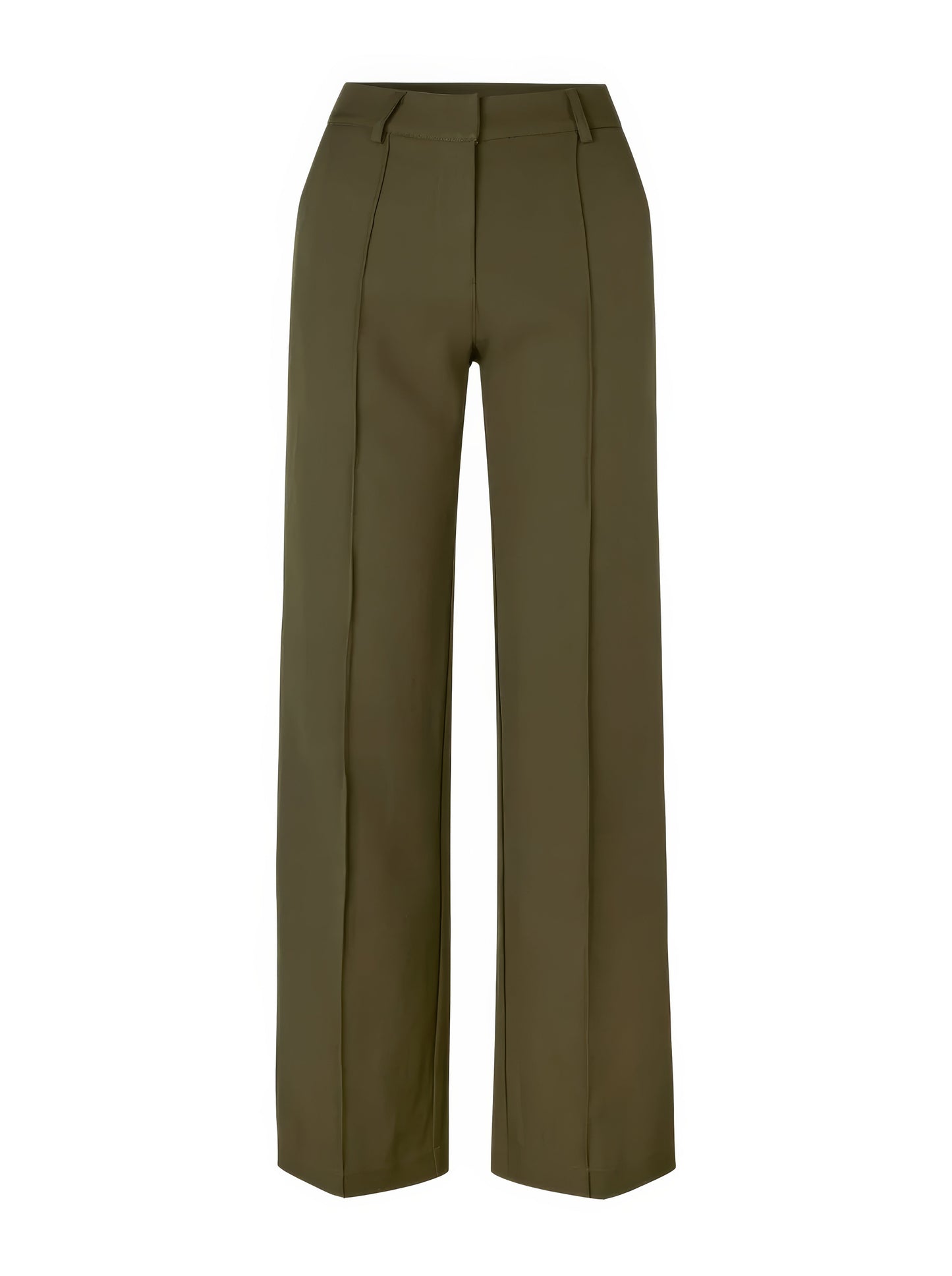 Elegante high-waist pantalon dames met rechte pijpen, zachte stretchstof, blinde ritssluiting; modieus en comfortabel.
