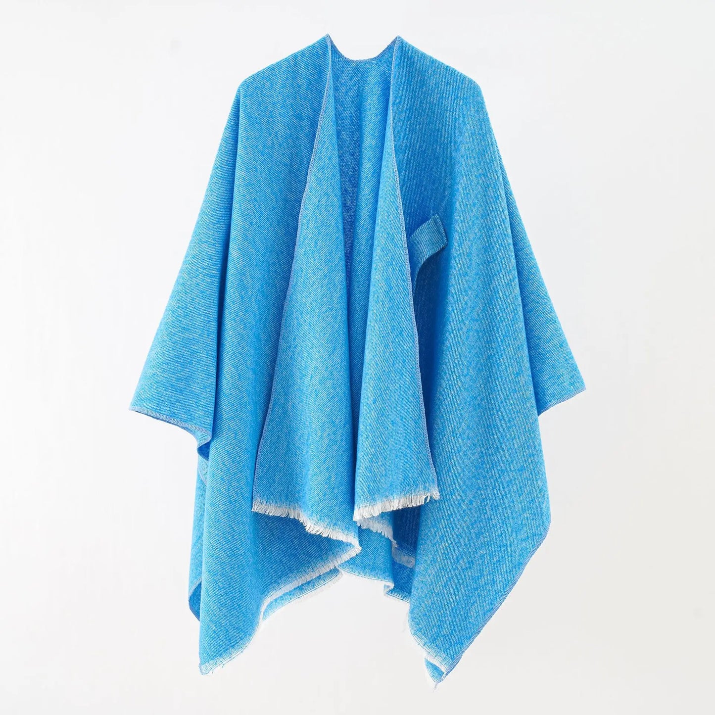 "Elegante katoenen poncho, stijlvolle cape in marineblauw, perfect voor dagelijks en formeel gebruik, lichtgewicht ontwerp."