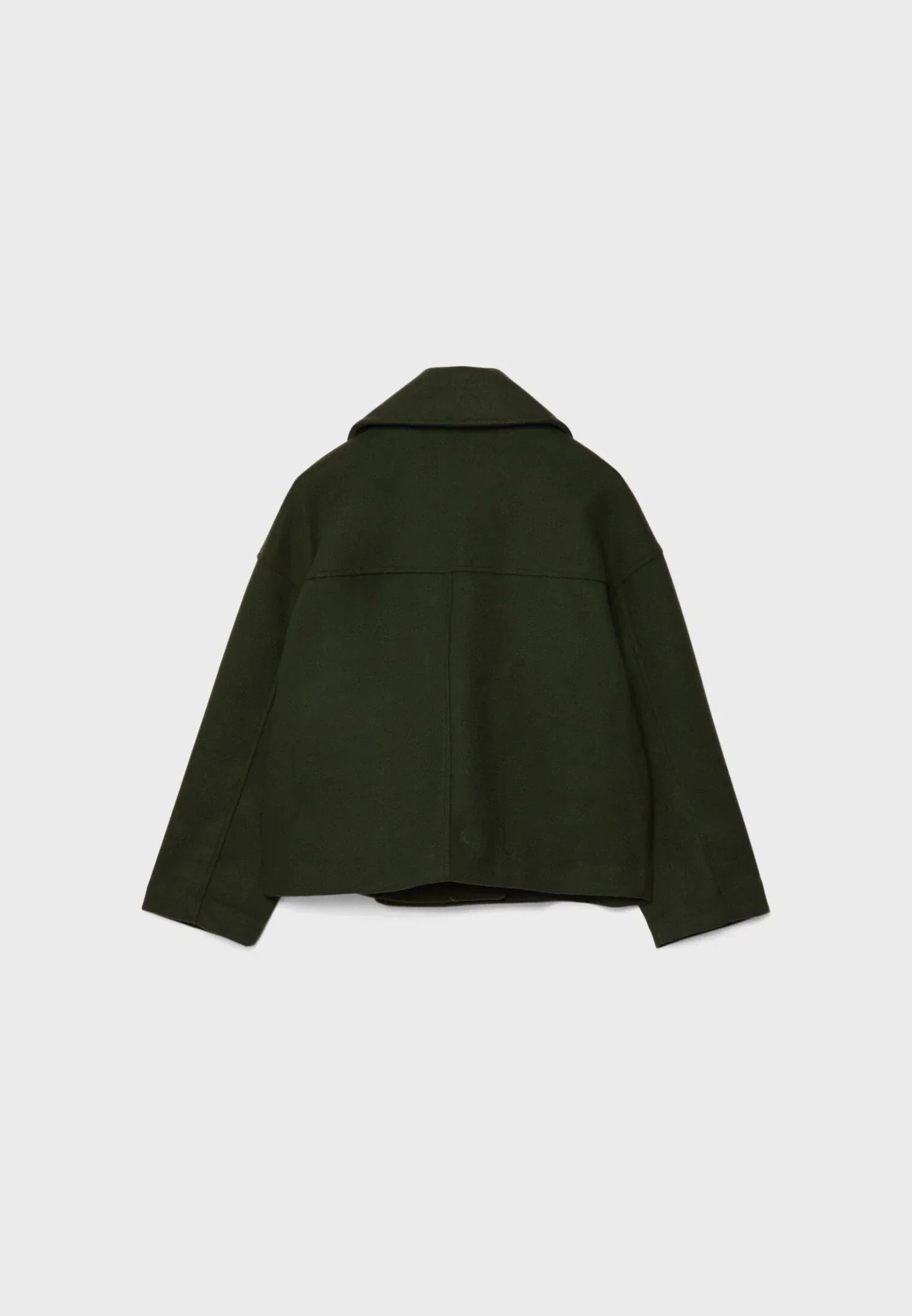 "Elegante korte double-breasted jas van luxe wolmix stof, cropped lengte, knoopsluiting, stijlvol en tijdloos design."