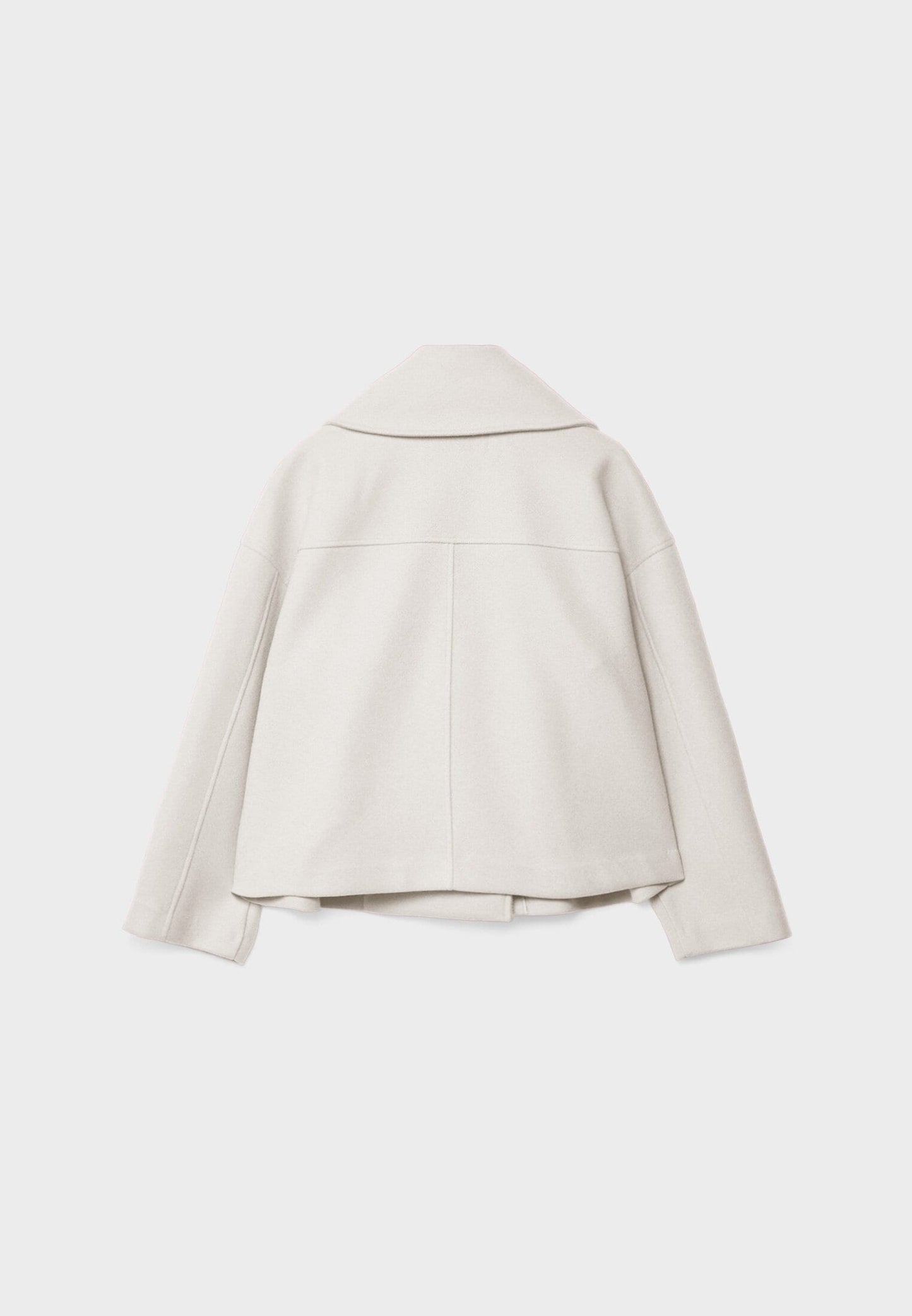 "Elegante korte double-breasted jas van luxe wolmix stof, cropped lengte, knoopsluiting, stijlvol en tijdloos design."