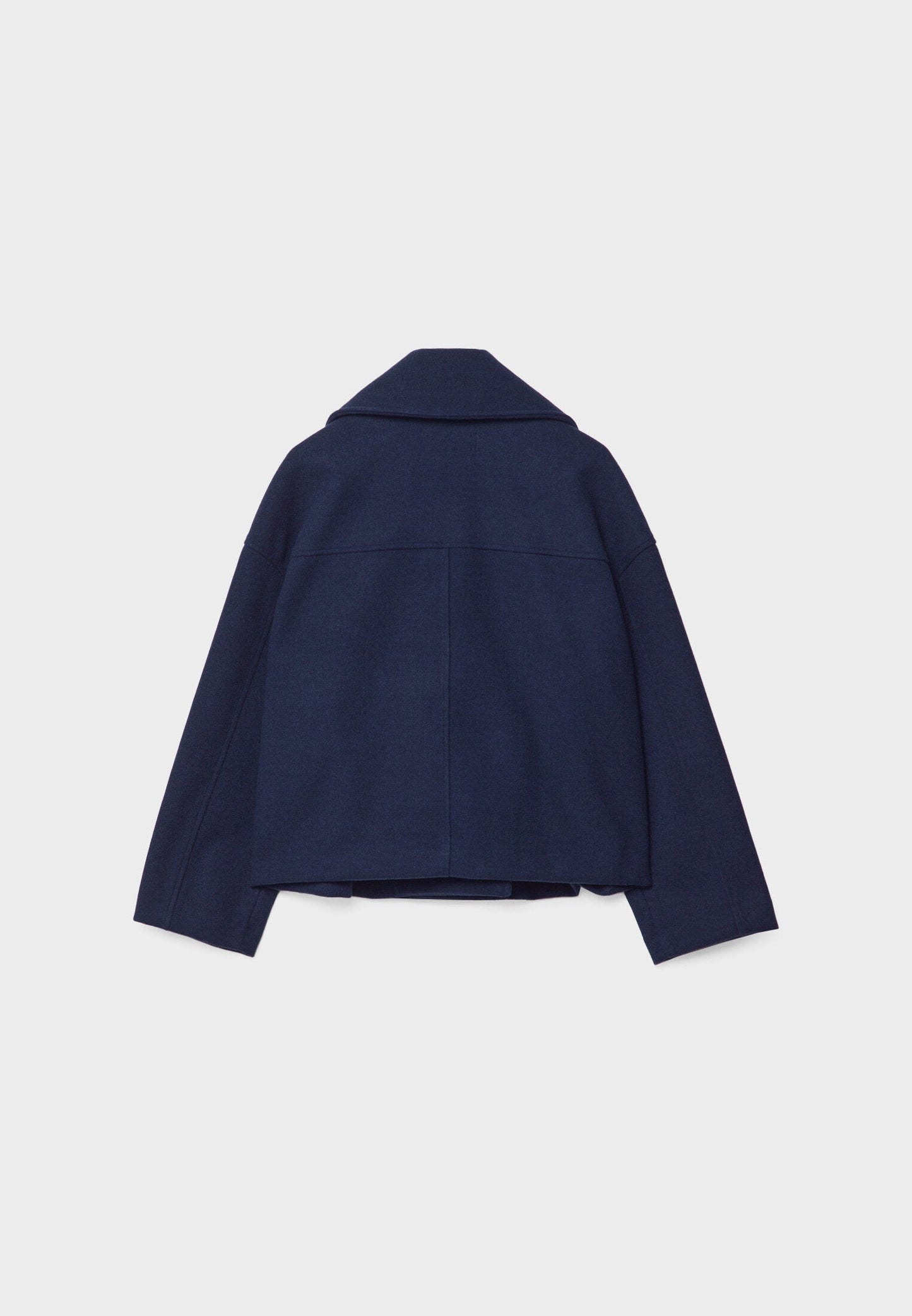 "Elegante korte double-breasted jas van luxe wolmix stof, cropped lengte, knoopsluiting, stijlvol en tijdloos design."