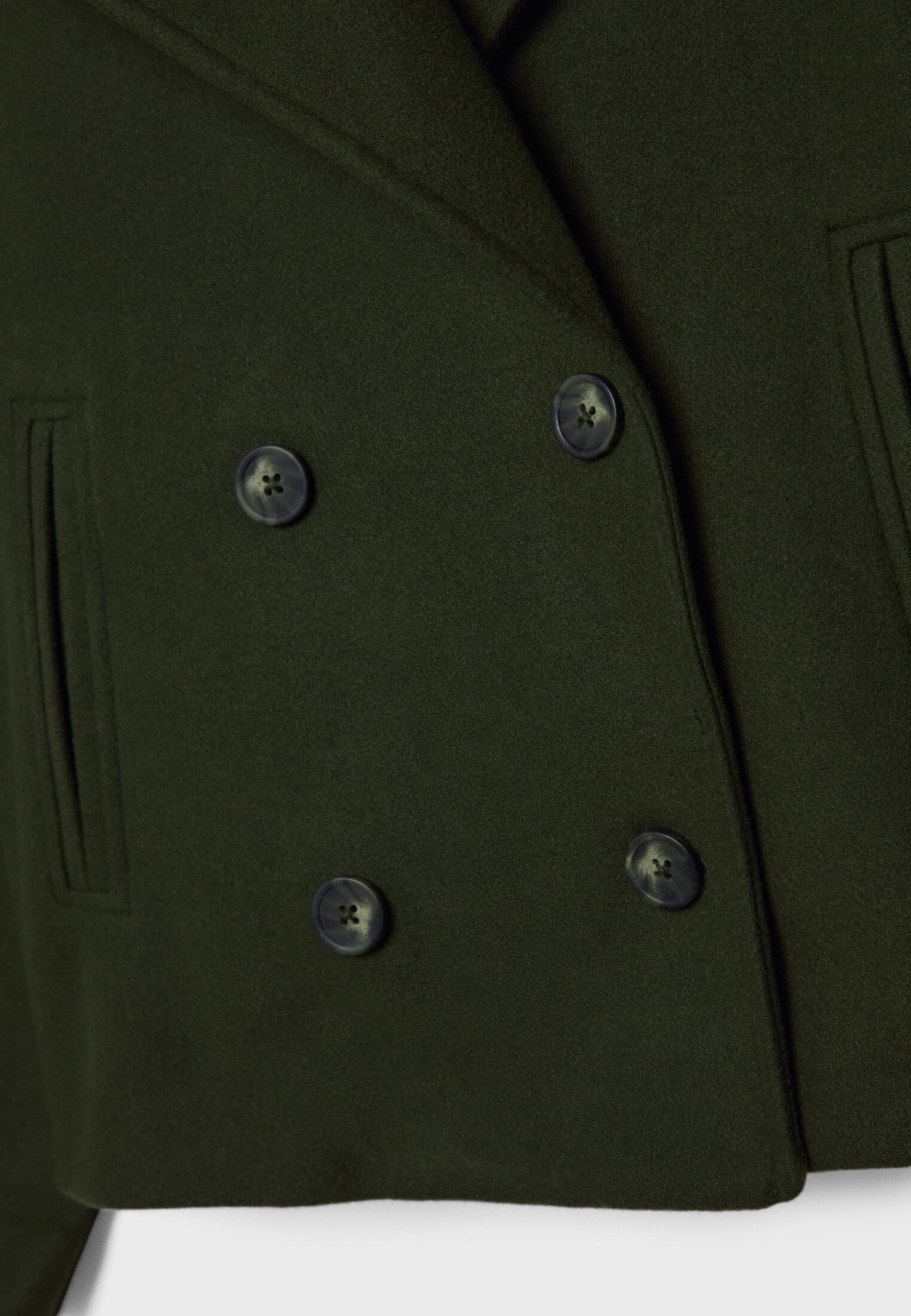 "Elegante korte double-breasted jas van luxe wolmix stof, cropped lengte, knoopsluiting, stijlvol en tijdloos design."