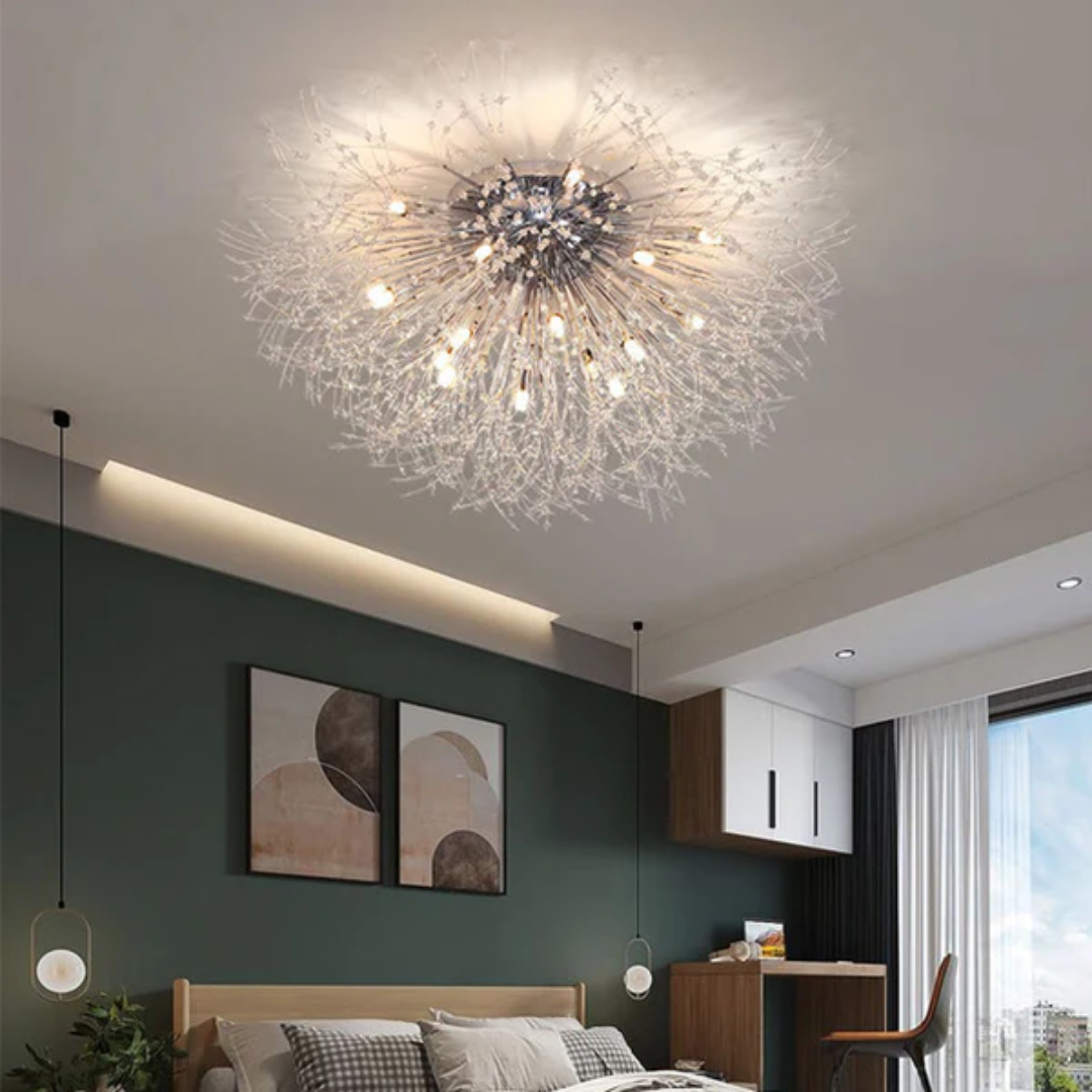 "Elegante plafondlamp met kristalbloemdesign en LED-verlichting, ideaal voor sfeervolle verlichting in elke ruimte."