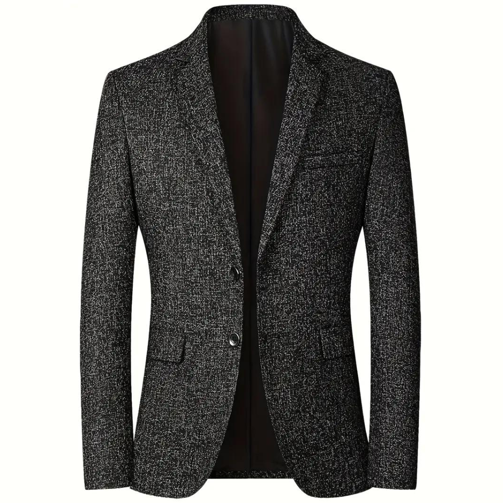 "Elegante RAYAN herenblazer in blauw met reverskraag, klepzakken en knopen voor stijlvolle looks. All-season stijlbasic."