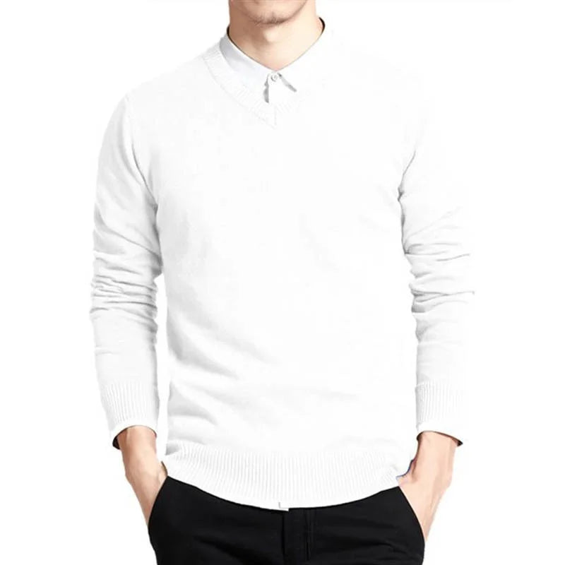"Elegante V-hals premium katoenen trui voor dames met lange mouwen, ideaal voor iedere gelegenheid en comfortabele pasvorm."