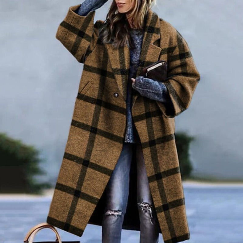 "Elegante warme wollen damesjas Barbara met tailleriem, verfijnd ontwerp, hoogwaardig wol, winterkleding."