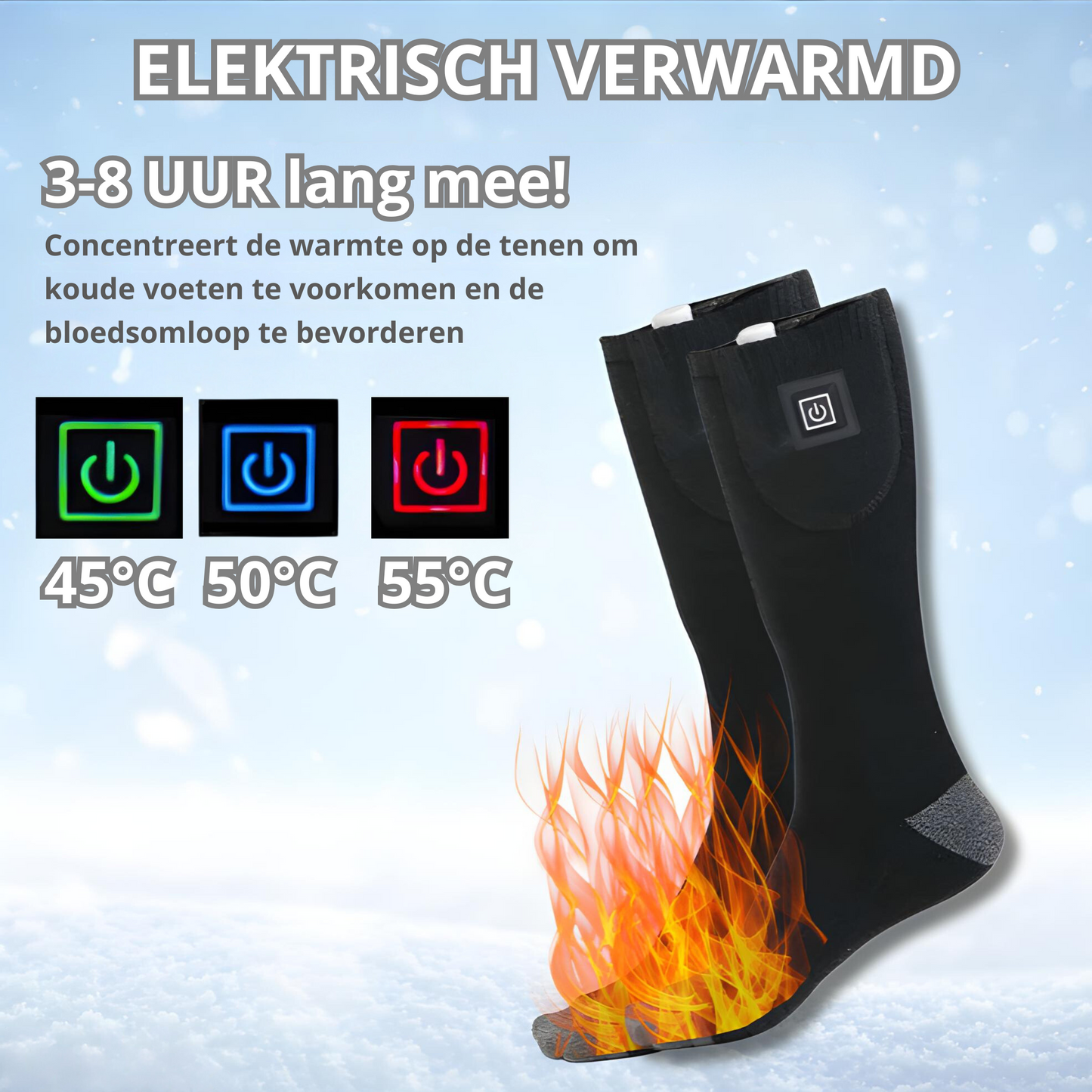 Elektrisch verwarmde sokken, grijs, met 3 warmtestanden voor comfort en warmte in winter, outdoor en dagelijks gebruik.