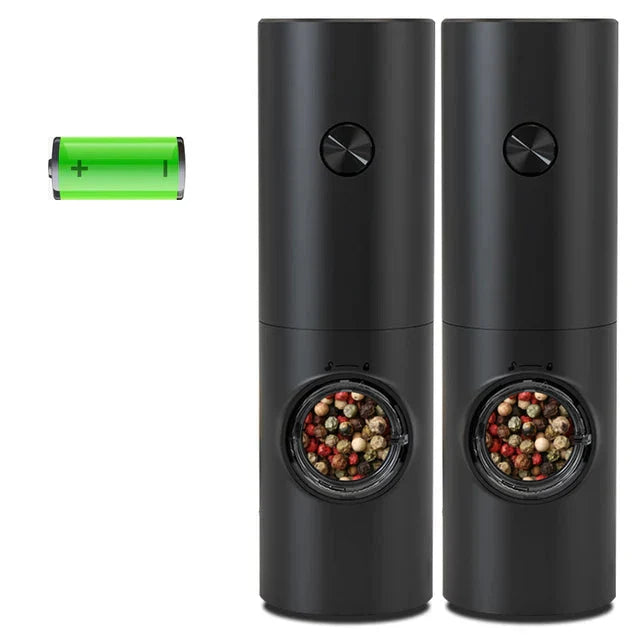 "Elektrische peper- en zoutmolen set met LED, modern design, roestvrij staal, gebruiksvriendelijk, keuken, kruiden malen"