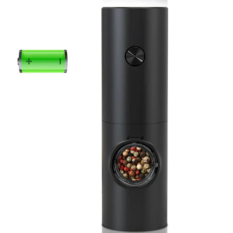 "Elektrische peper- en zoutmolen set met LED, modern design, roestvrij staal, gebruiksvriendelijk, keuken, kruiden malen"