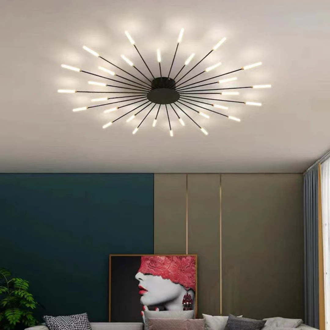 "Energiezuinige grote LED plafondlamp in modern wit metaal en acryl, ideaal voor verlichting van grote kamers."