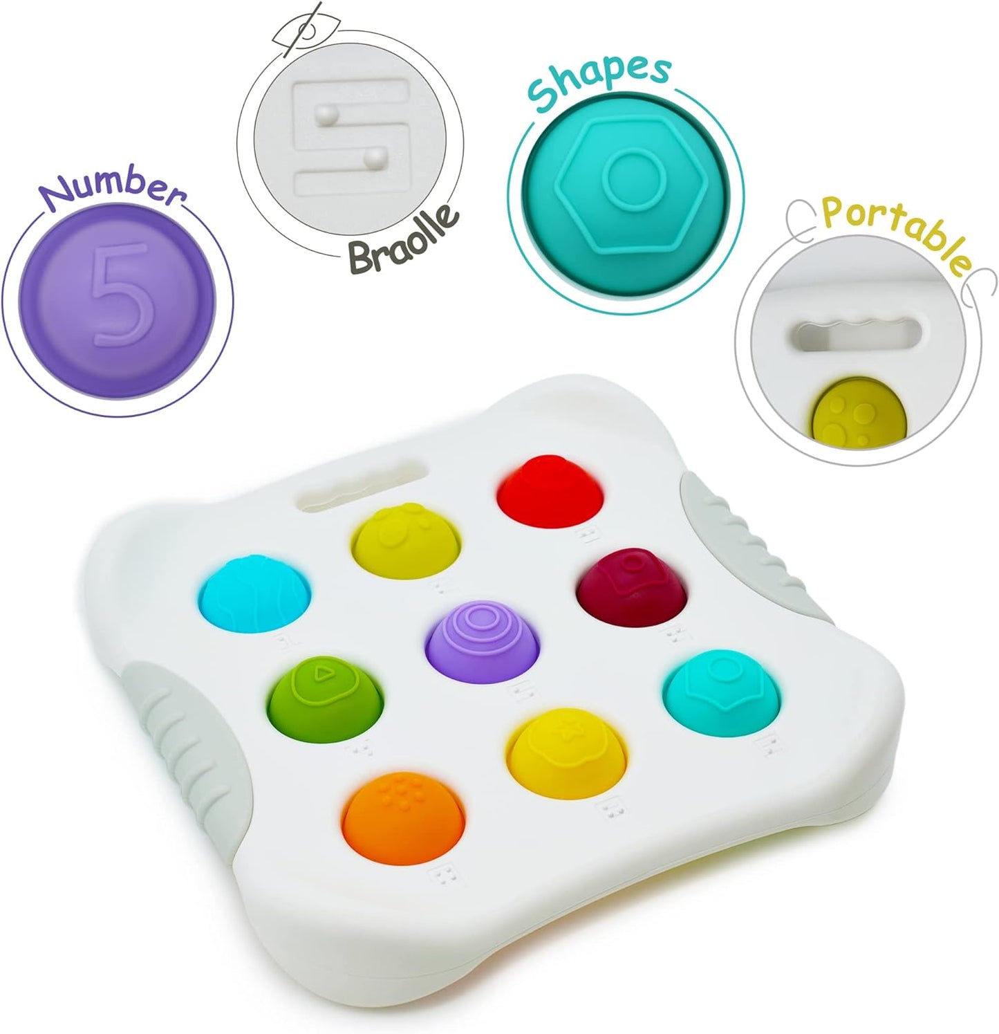 "Felle, kleurrijke kinderfidget met genummerde bubbels voor sensorisch spel, stressverlichting en leerplezier."