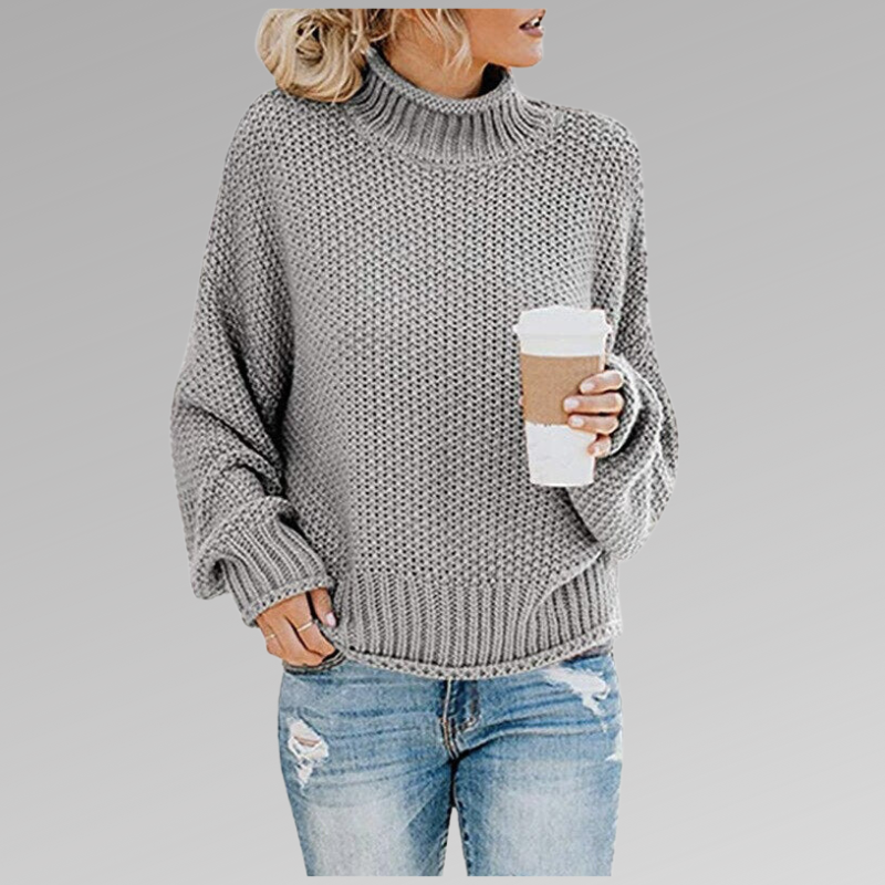 "Gebreide trui met ronde hals, ribgebreide boorden, zachte stof, elegante en casual uitstraling voor damesoutfits."