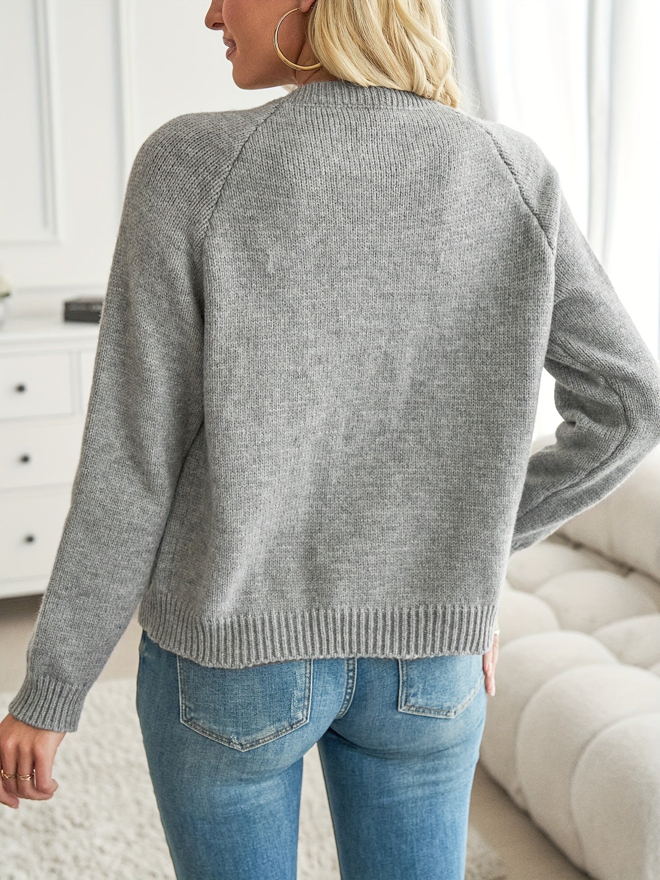 "Gedetailleerd gebreid grijs dames cardigan vest met ritssluiting, elegante en casual stijl voor dagelijks gebruik"