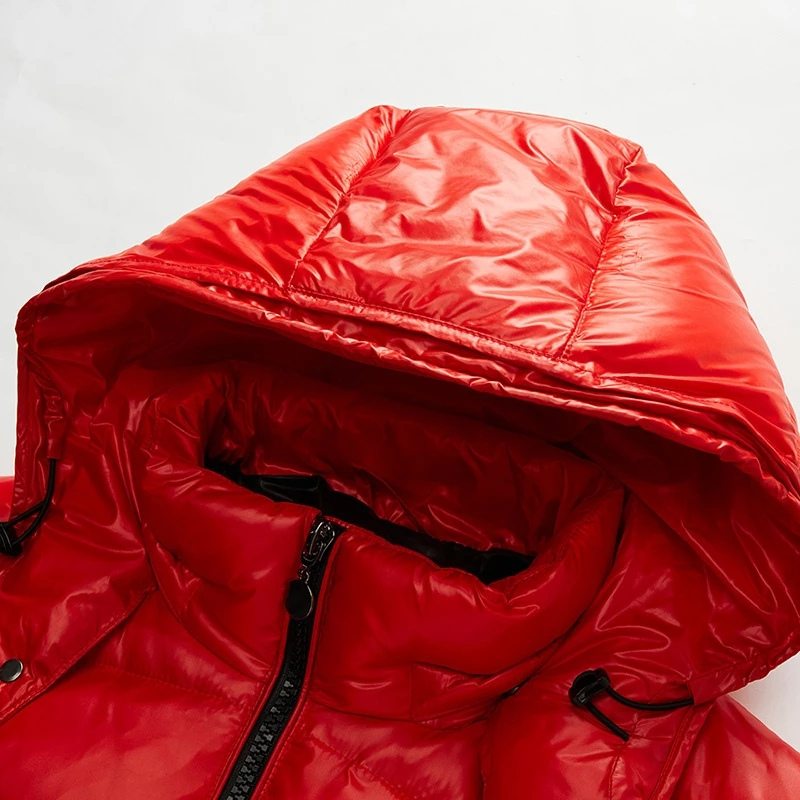 Glanzende pufferjack dames, rood of zwart, winterjas, ruime pasvorm, stijlvolle en warme jas met elegante glans, praktisch de