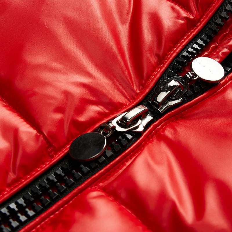 Glanzende pufferjack dames, rood of zwart, winterjas, ruime pasvorm, stijlvolle en warme jas met elegante glans, praktisch de