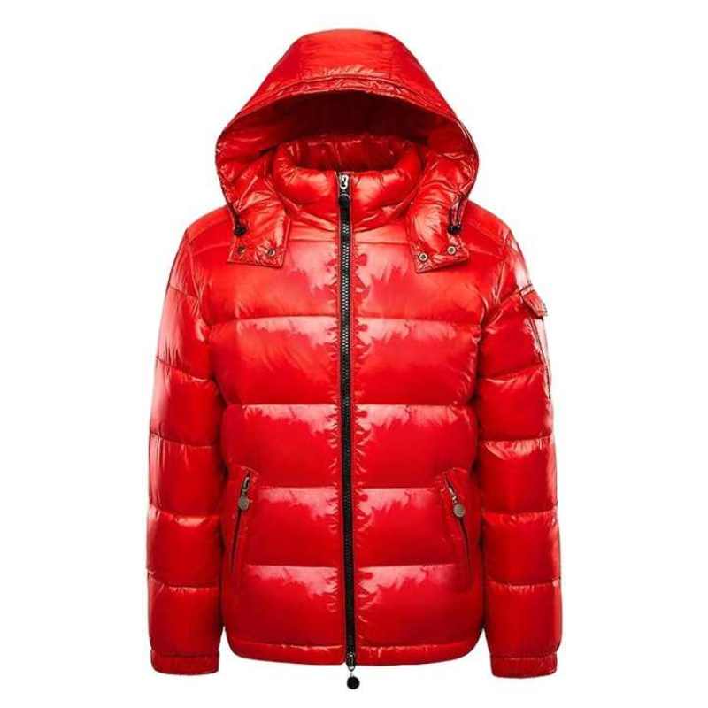 Glanzende pufferjack dames, rood of zwart, winterjas, ruime pasvorm, stijlvolle en warme jas met elegante glans, praktisch de