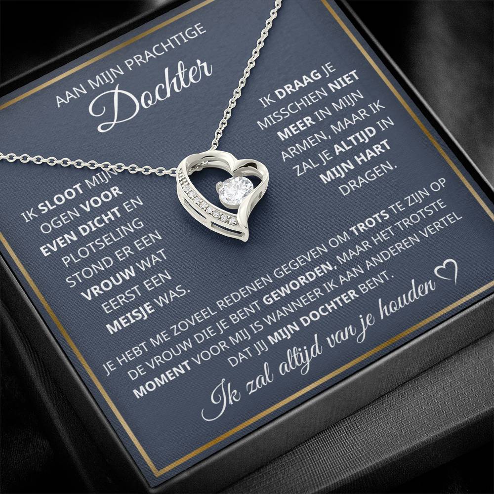 "Hartvormige ketting met zirkonia steen, luxe uitstraling, ideaal cadeau voor dochters, gepolijste hanger aan verstelbare ket