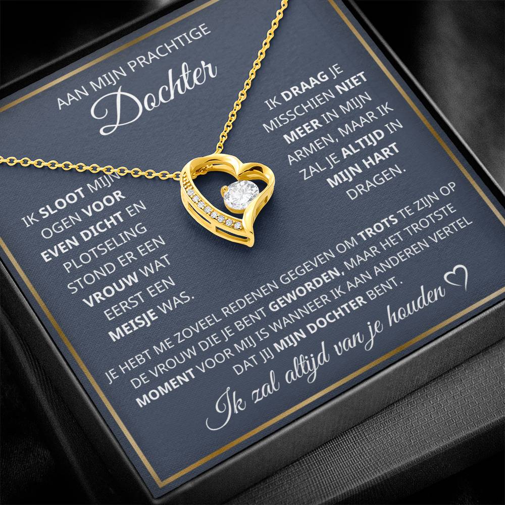 "Hartvormige ketting met zirkonia steen, luxe uitstraling, ideaal cadeau voor dochters, gepolijste hanger aan verstelbare ket