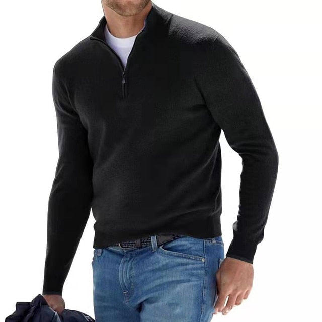 "Heren Merino Trui met V-hals en rits, zachte merinowol, eigentijdse stijl, casual en semi-formeel, verkrijgbaar in trendy kl
