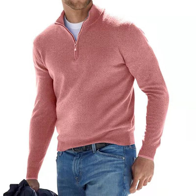 "Heren Merino Trui met V-hals en rits, zachte merinowol, eigentijdse stijl, casual en semi-formeel, verkrijgbaar in trendy kl