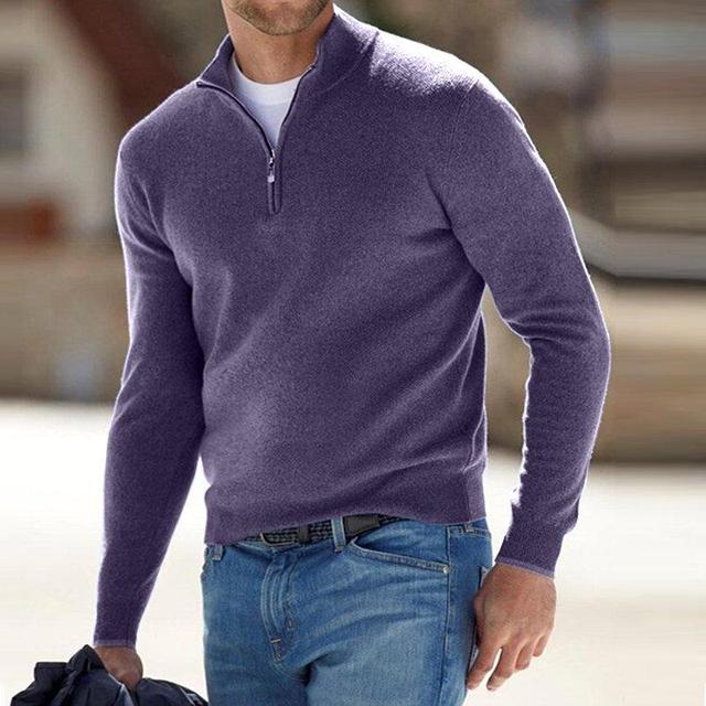 "Heren Merino Trui met V-hals en rits, zachte merinowol, eigentijdse stijl, casual en semi-formeel, verkrijgbaar in trendy kl