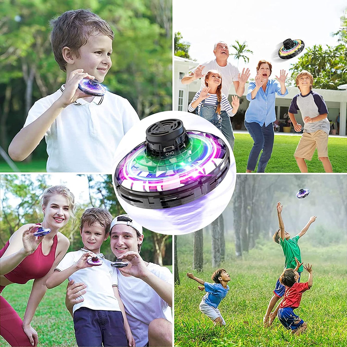 "Innovatief vliegend infrarood UFO speelgoed met 360 graden rotatie, blauw ABS-materiaal, geschikt voor kinderen."