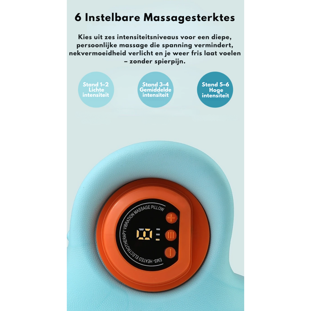 "Innovatieve 4-in-1 nekmassager met EMS en warmte, ergonomisch ontwerp, draagbaar en stijlvol voor ultieme ontspanning."