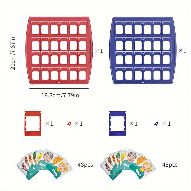 "Interactief bordspel 'Wie Is Het?' met kleurrijk speelbord en kaarten, ideaal voor gezinnen en vrienden, eenvoudig op te zet