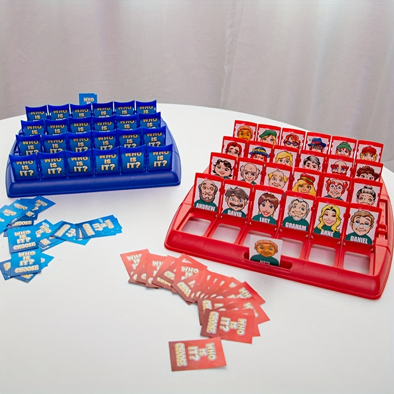 "Interactief bordspel 'Wie Is Het?' met kleurrijk speelbord en kaarten, ideaal voor gezinnen en vrienden, eenvoudig op te zet