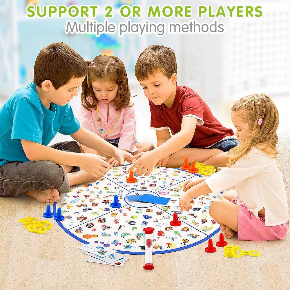 "Interactief educatief puzzelspel voor kinderen, kleurrijk bord met kaarten en ringen, ontwikkelt speurvaardigheden en creati