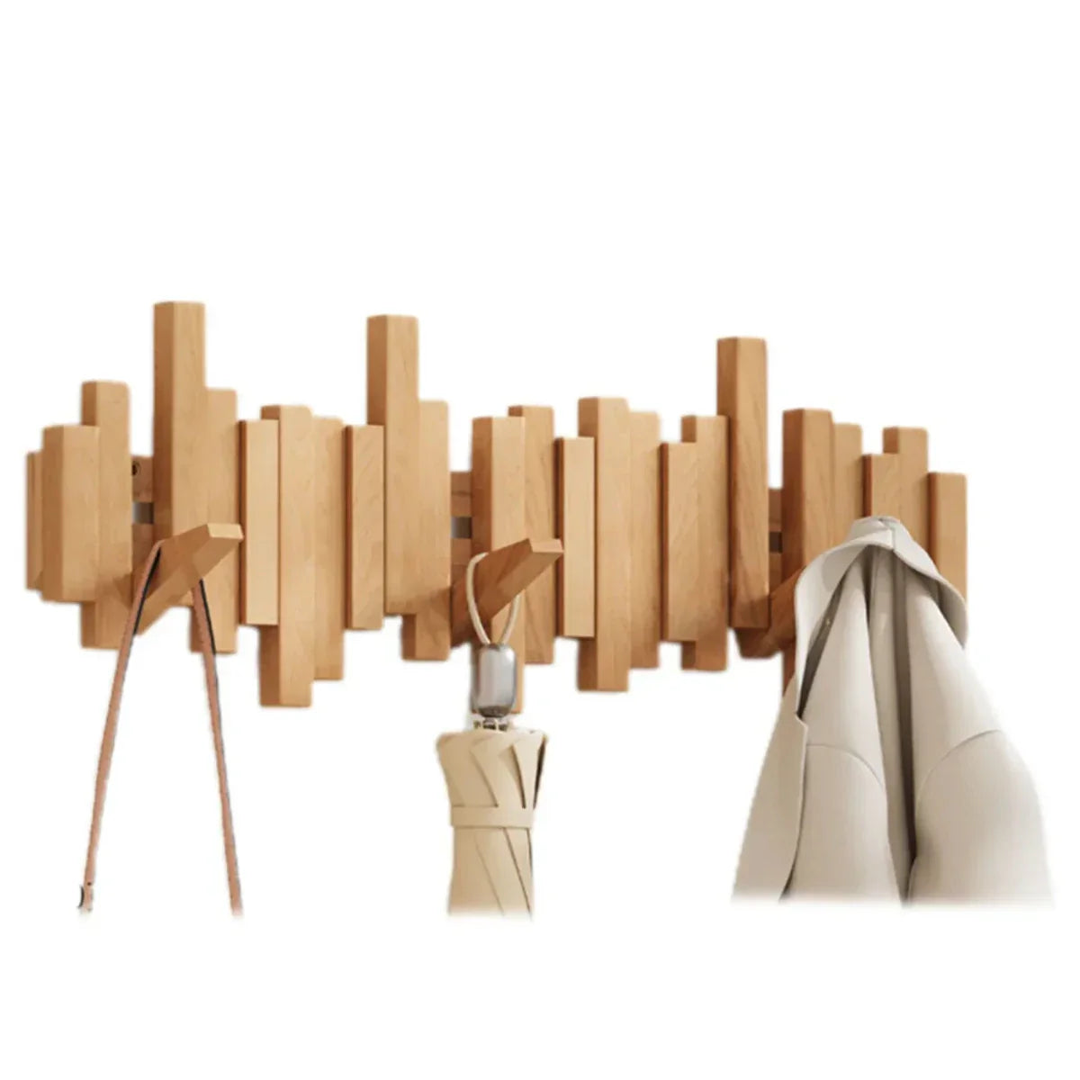 Kapstok Piano van walnoot en beukenhout, stijlvolle houder voor jassen en accessoires in een elegant interieurontwerp.