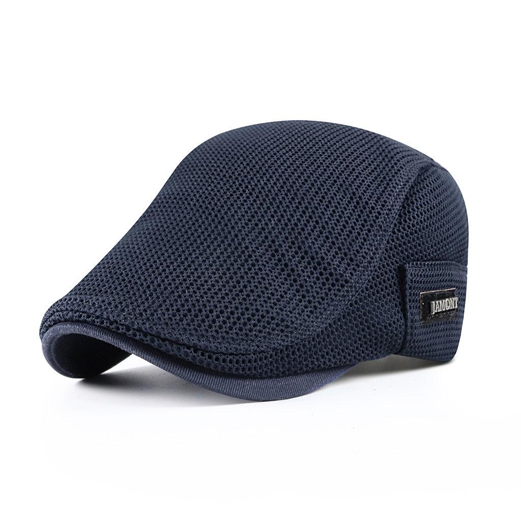 "Katoen mesh cap voor heren, casual stijl, ademend design in marineblauw met verstelbare band."