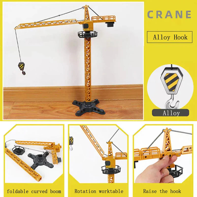 "Kind speelt met bouwplaats set, graafmachines en kranen, stimuleert creativiteit en motorische vaardigheden."
