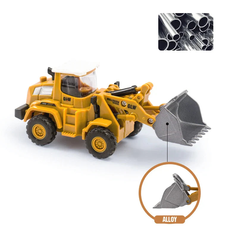 "Kind speelt met bouwplaats set, graafmachines en kranen, stimuleert creativiteit en motorische vaardigheden."