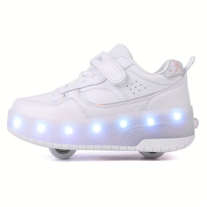 "Kinderschoenen met LED-wielen, rubberen zool en ademend mesh, ideaal voor plezier en beweging."